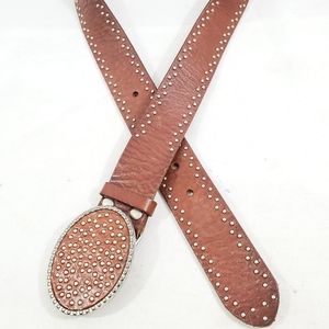 Preston & York Tan Genuine Leather Belt Studded